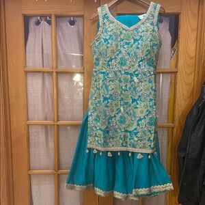 Teal Floral Embroidered palazzo set Indian